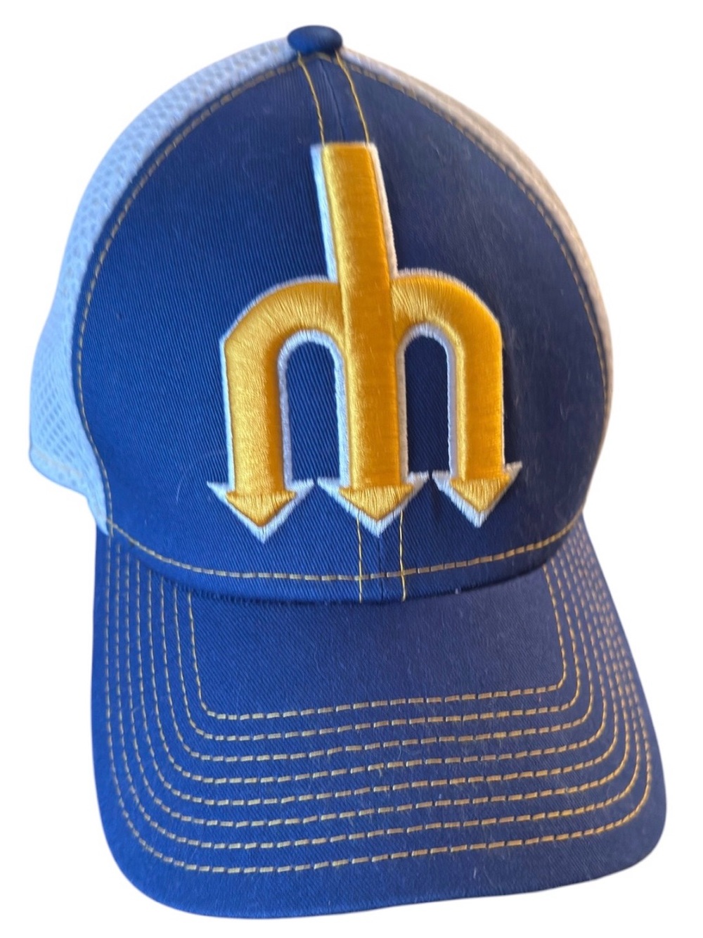 Source Unknown Blue and Yellow Trucker Hat with Embroidered Logo